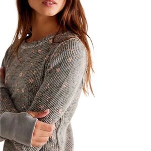 NWT We The Free Pretty Little Thermal Floral Print Crew Neck Long Sleeve Top